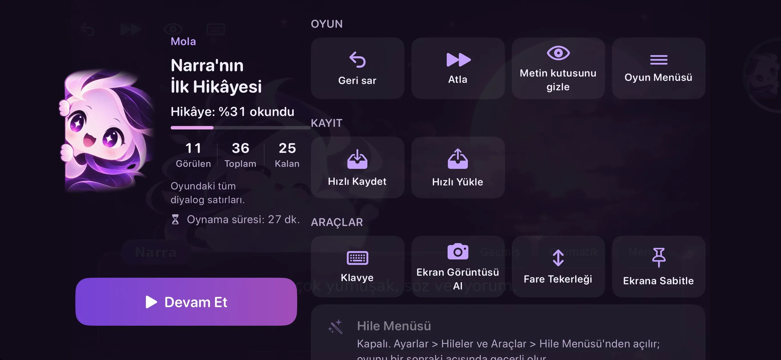 Duraklatma ekranı