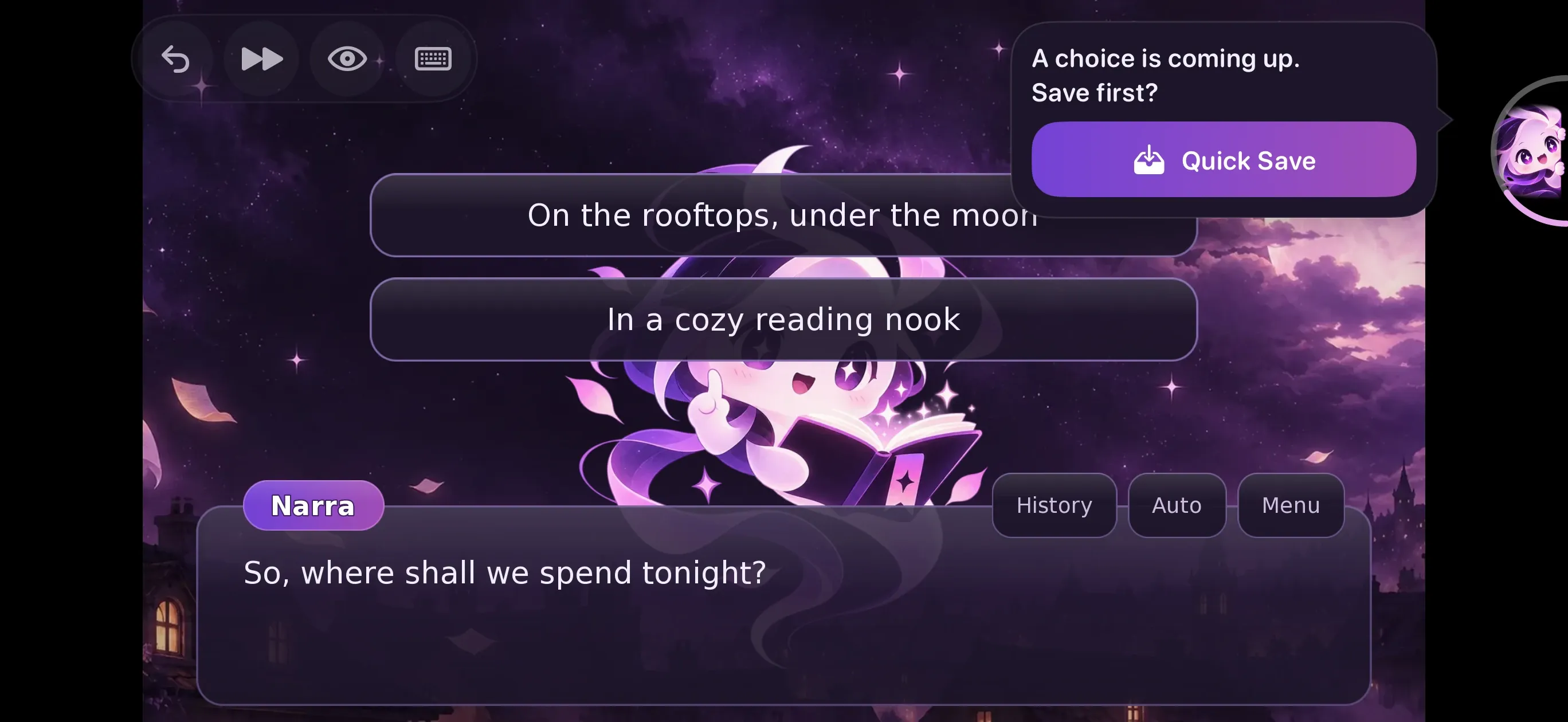 A choice is coming up. Save first?